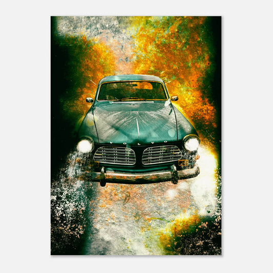 Retroplansch på en Volvo Amazon i olika bakgrundsfärger