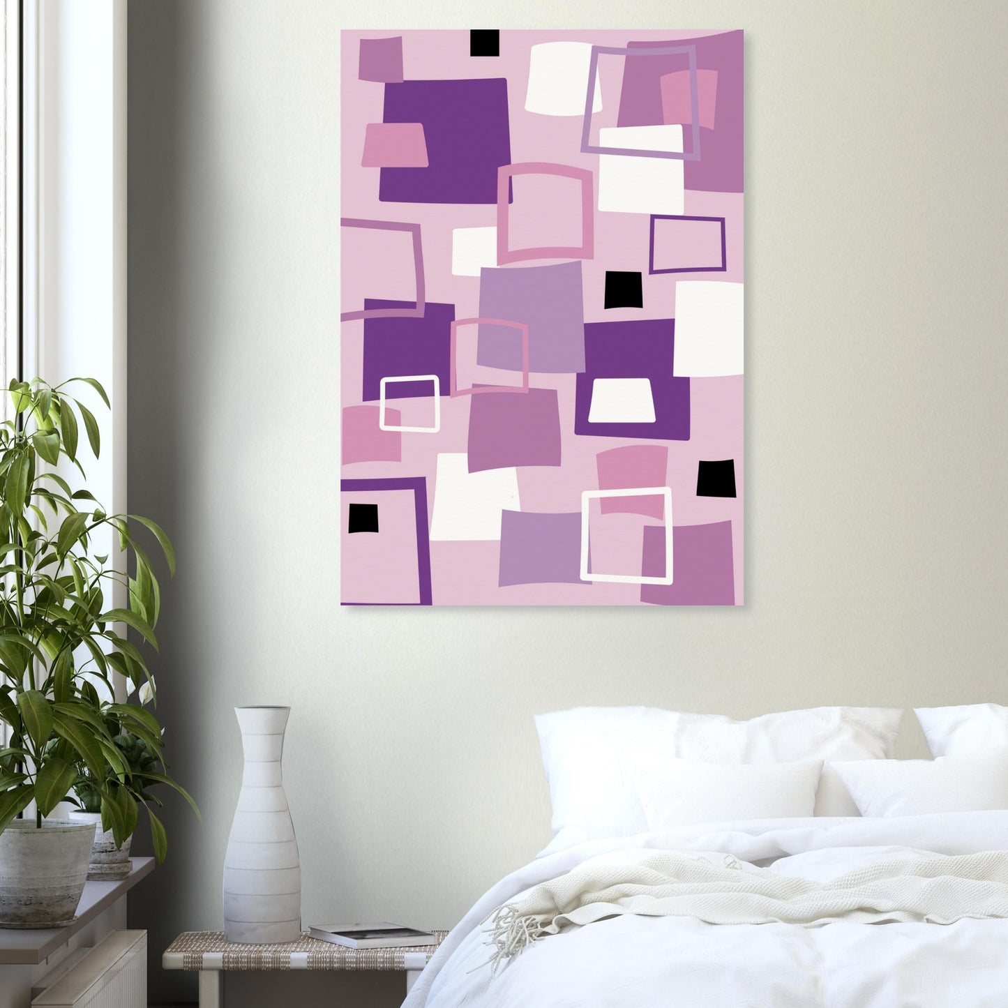 Inredingsbild av illustration av fyrkanterna i ett sovrum