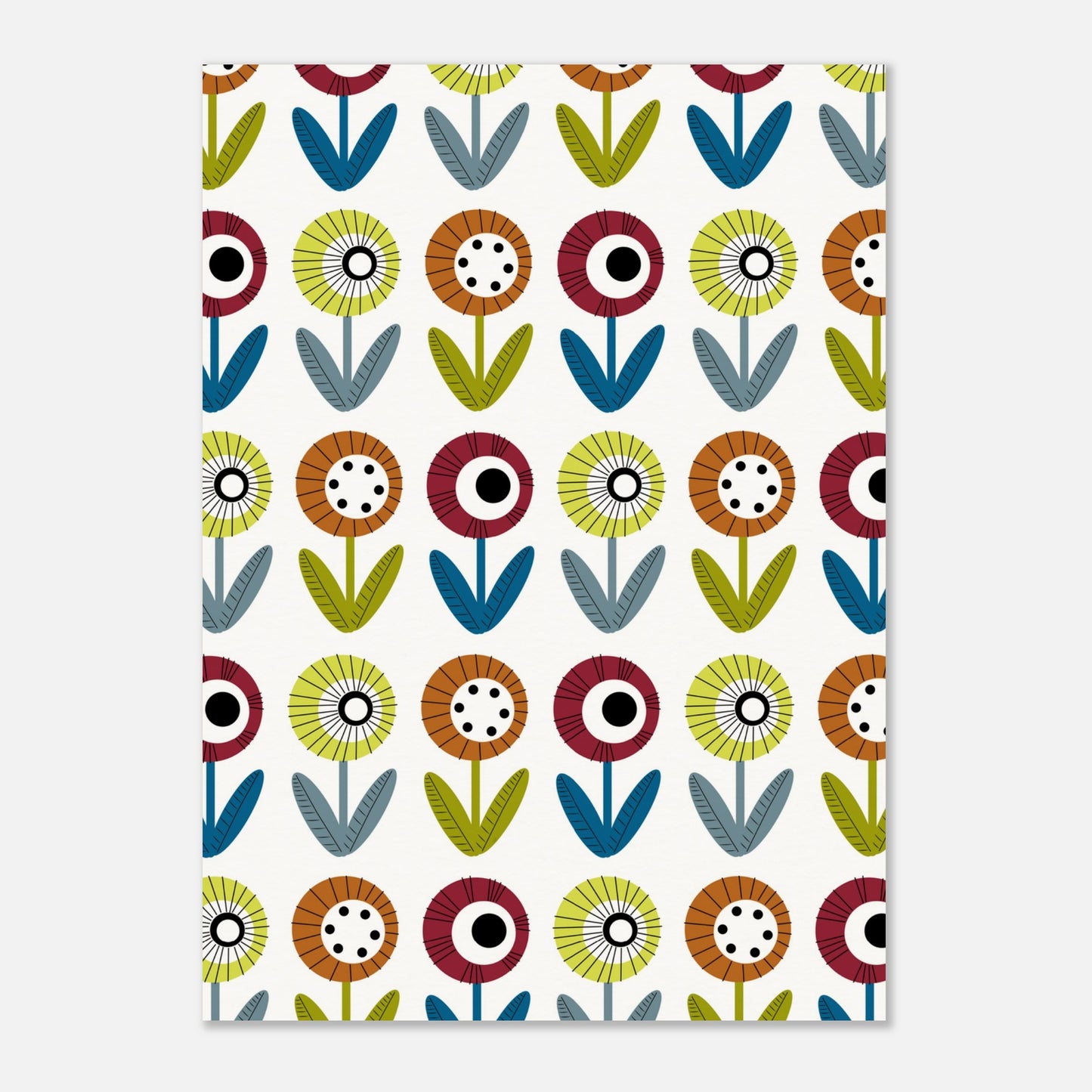 Illustration av blommönster retrostil