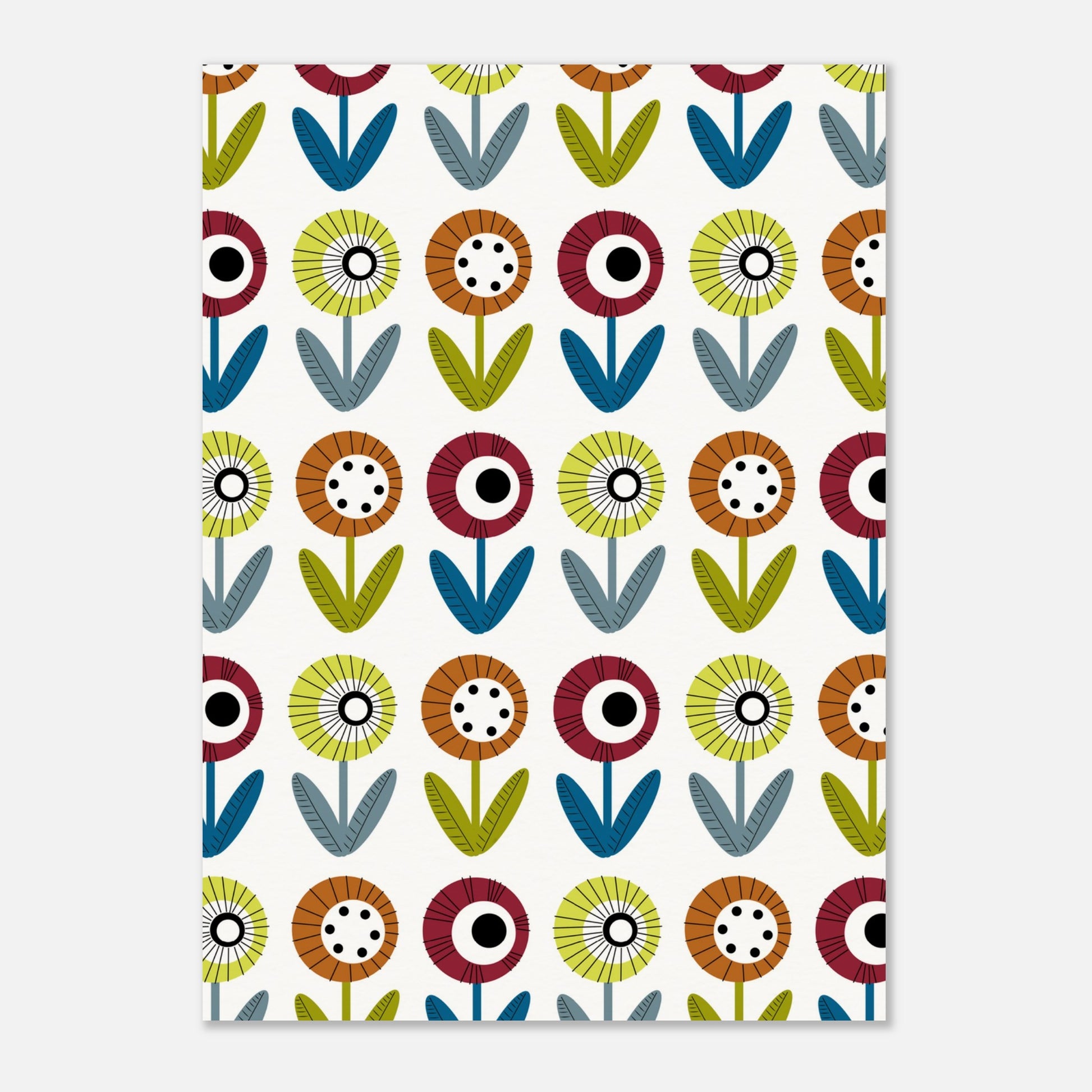 Illustration av blommönster retrostil