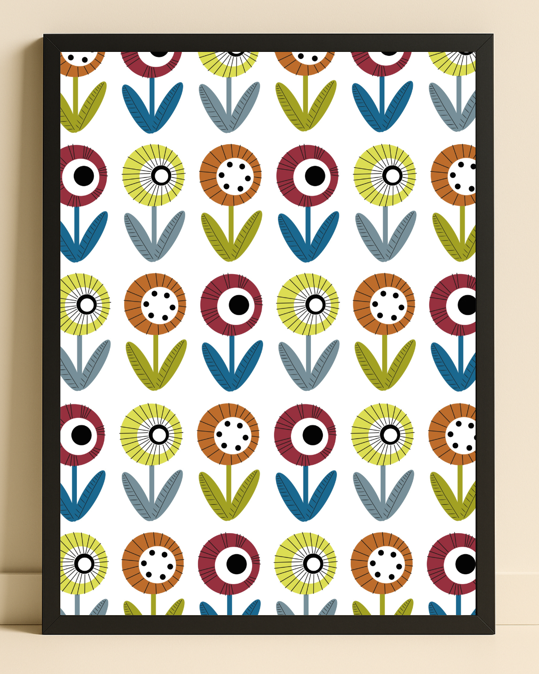 Illustration av blommönster  med ram