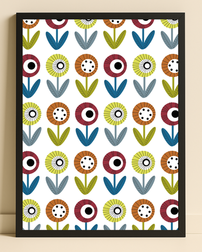 Illustration av blommönster  med ram