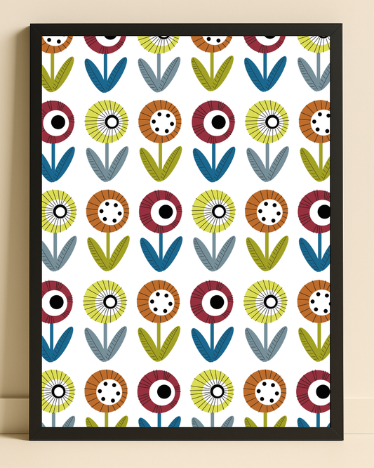 Illustration av blommönster  med ram