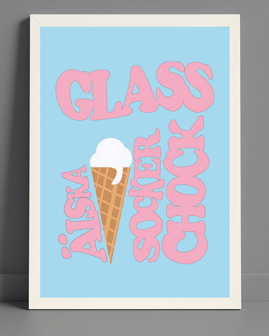 Retroposter med nostalgiskt glassmotiv i vintage-stil inramad