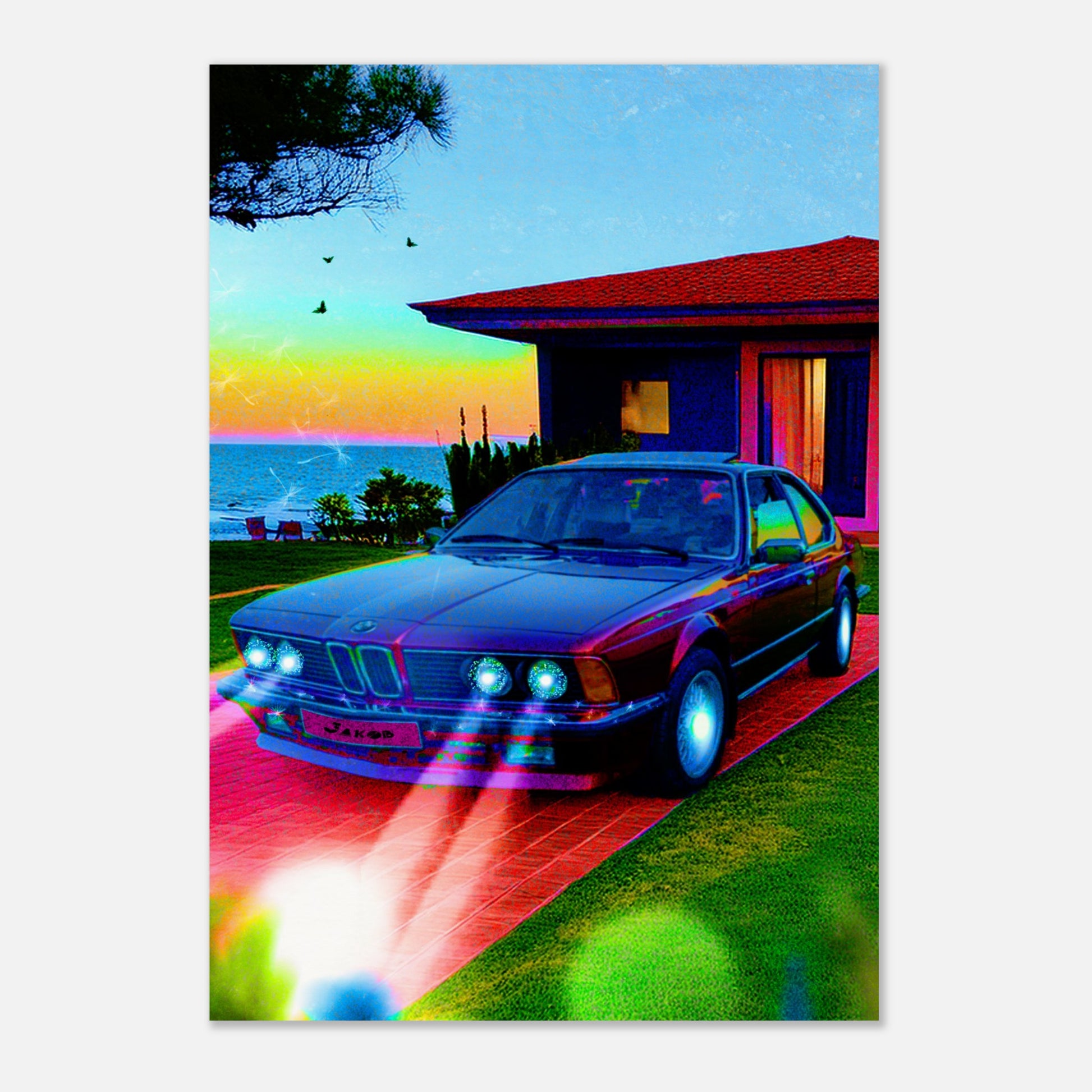 Retroplansch på en bmw från 80-talet