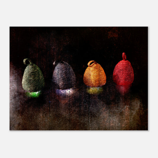 Retroposter med färgglada äggvärmare