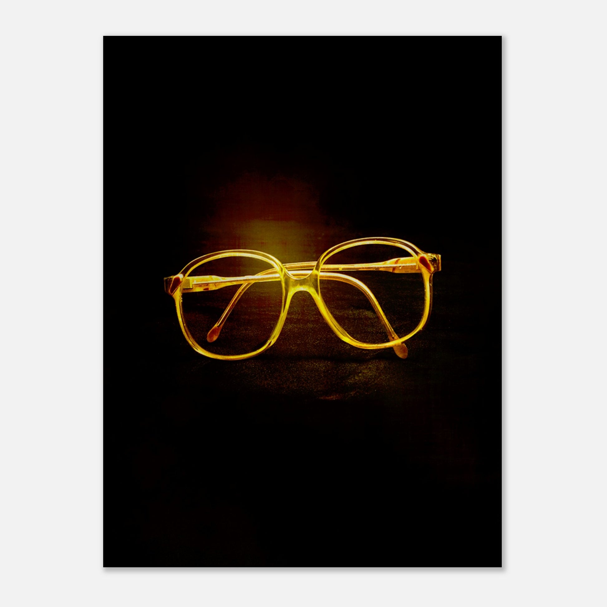 Retroaffisch med motiv av 70-talsglasögon