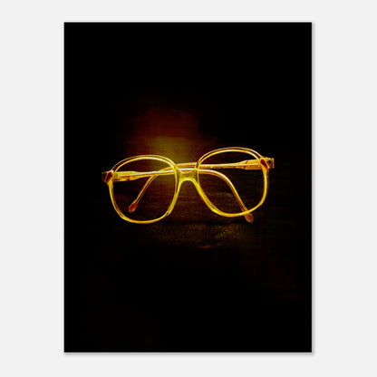 Retroaffisch med motiv av 70-talsglasögon