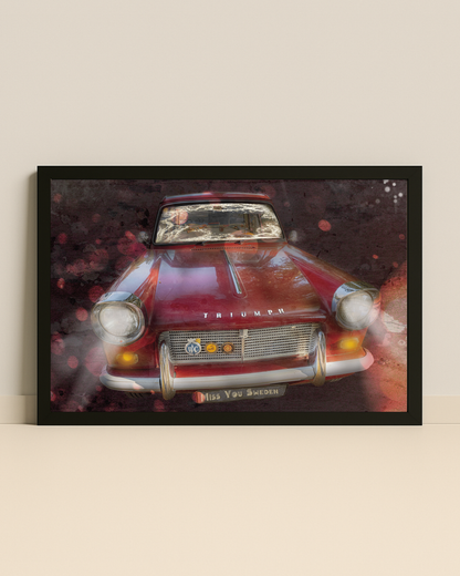 Retroplansch på en Triumph Herlad inramad