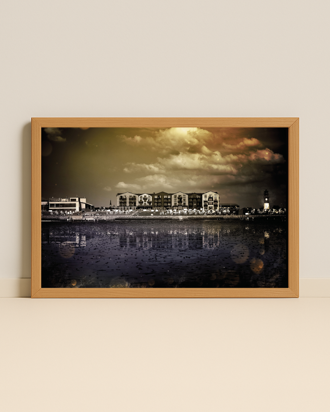 Retroplansch på en vy vid Nordsjön där det var ebb