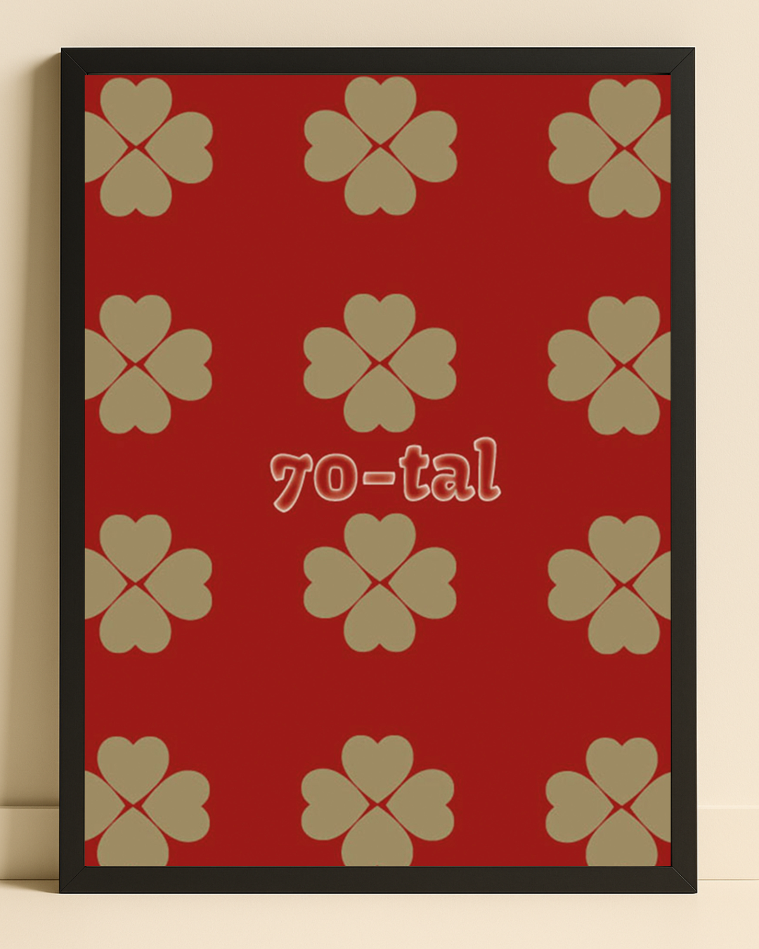 Illustration av hjärtmönster med texten 70-tal och med ram