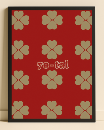 Illustration av hjärtmönster med texten 70-tal och med ram